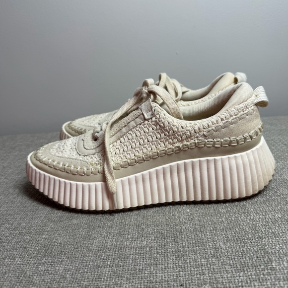 Dolce Vita Shoes - Dolce Vita Dolen Knit Sneakers Sandstone Ivory Knit Size 8 Platform Chunky